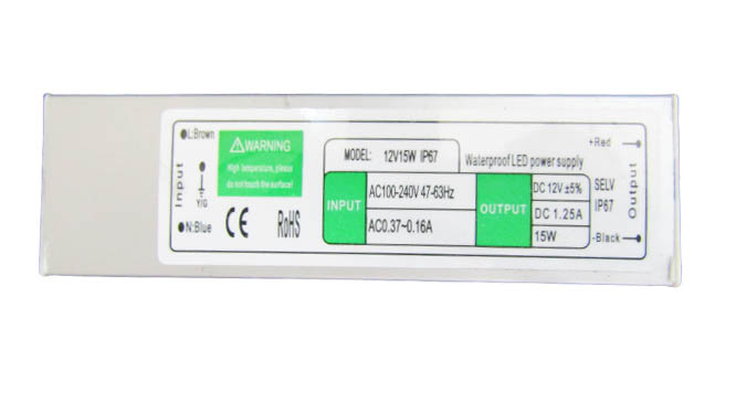 Блок питания AC-DC 12V 1.25A,IP67 (15W)