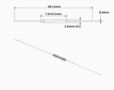 Геркон замыкающий 0.25А/140В (1.8*7 mm)