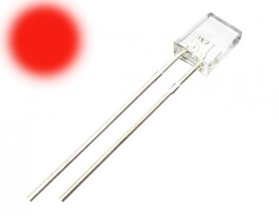 Светодиод прямоугольный, красный,прозрачный 4х3х1.8 мм