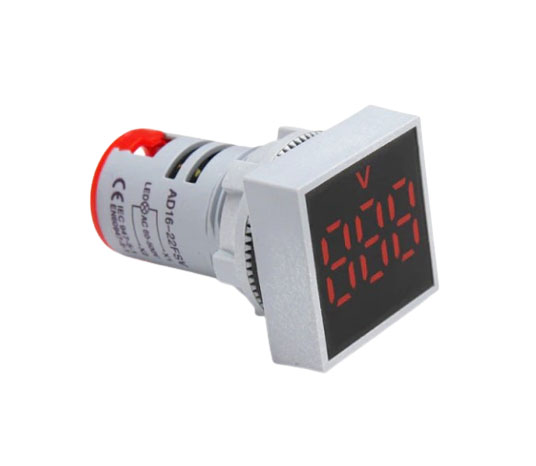 Вольтметр AD16-22FSV до 500V, красный (30 х 30 мм)