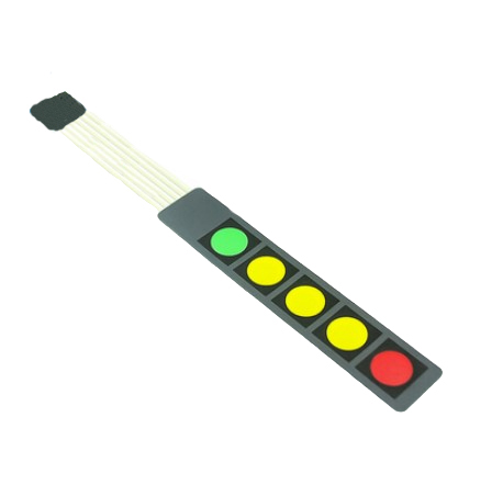 Матричная мембранная клавиатура 1х5 (1 красная, 3 желтых, 1 зеленая)