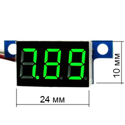 Цифровой мини вольтметр без корпуса DC, 0-100V, (зеленый)