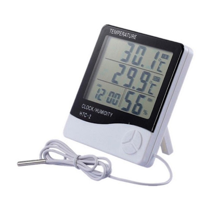 Термометр двойной, гигрометр, часы, будильник - HTC 2