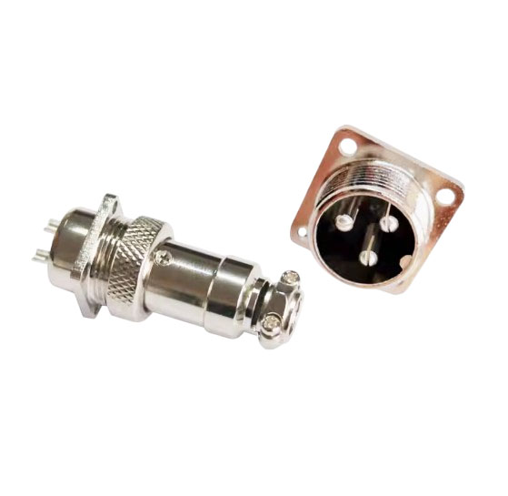 Авиационный разъём GX16, 3PIN, d=16mm (папа с квадратным фланцем)