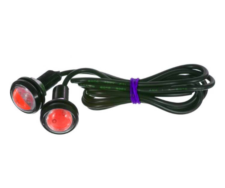 Лампа-болт светодиодная красная 1,5 W 12 Вольт (черный корпус)