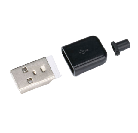 Штекер USB 2.0 корпусной на провод (черный)