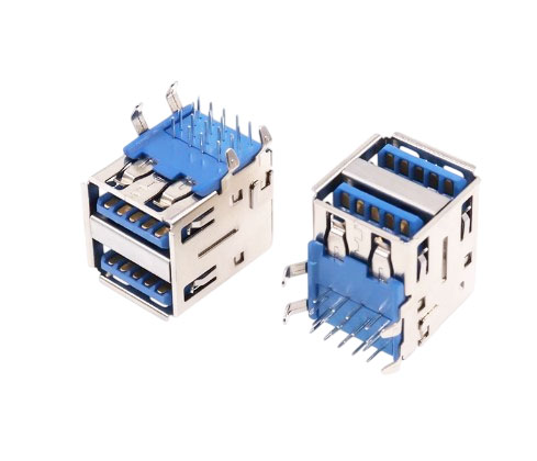 Сдвоенное гнездо USB 3.0 90° на плату