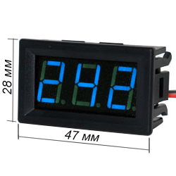 Цифровой вольтметр в корпусе DC 5-30V, 47х28мм (синий)