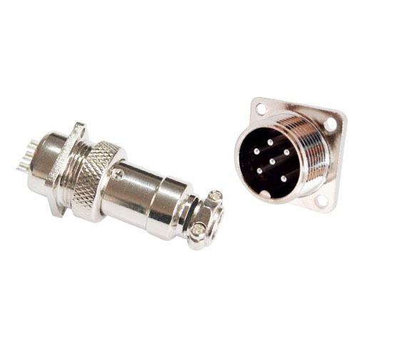 Авиационный разъём GX16, 6PIN, d=16mm (папа с квадратным фланцем)