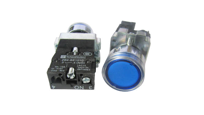 Кнопка без фиксации XB2-BW3661 X1, 220V, с синей подсветкой