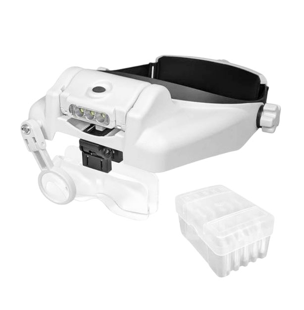 Лупа налобная 1/1.5/2.0/2.5/3.5/8.0x с подсветкой (3 LED) MG82000MC