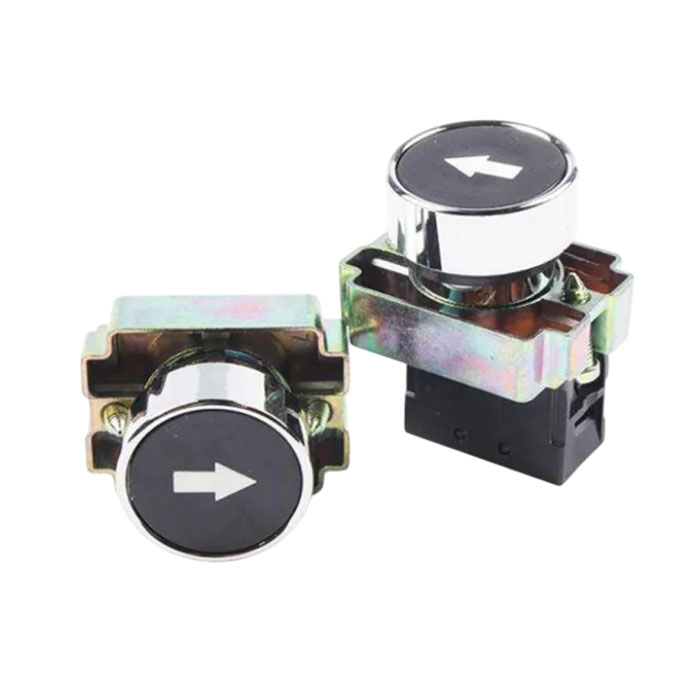 Кнопка без фиксации XB2-BA3351C, 220V, черная со стрелкой (NO)