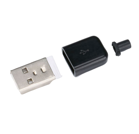 Штекер USB корпусной на провод (черный)