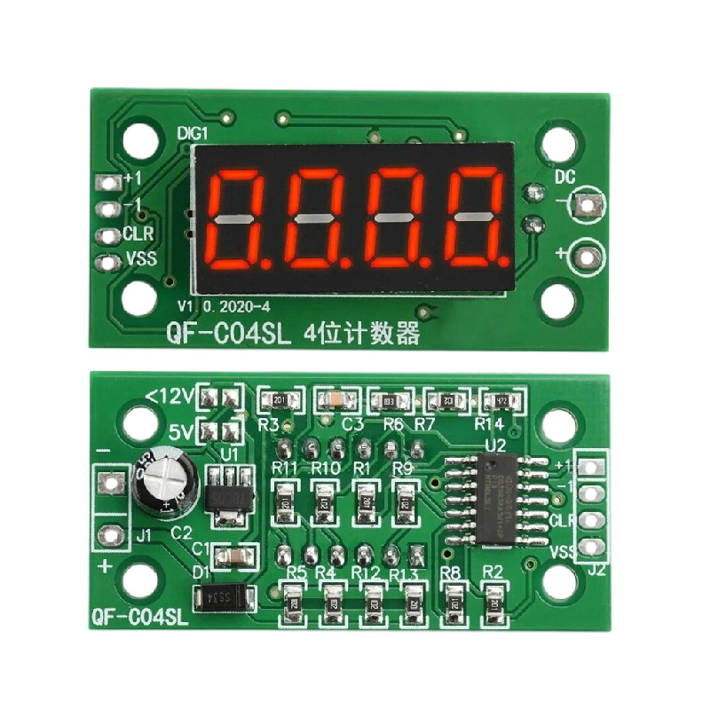 Цифровой счетчик импульсов на семисегментных индикаторах 5-24V (4 разряда, 0-9999)