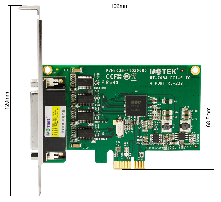 Плата расширения "UT-7084" PCI-E-RS232x4