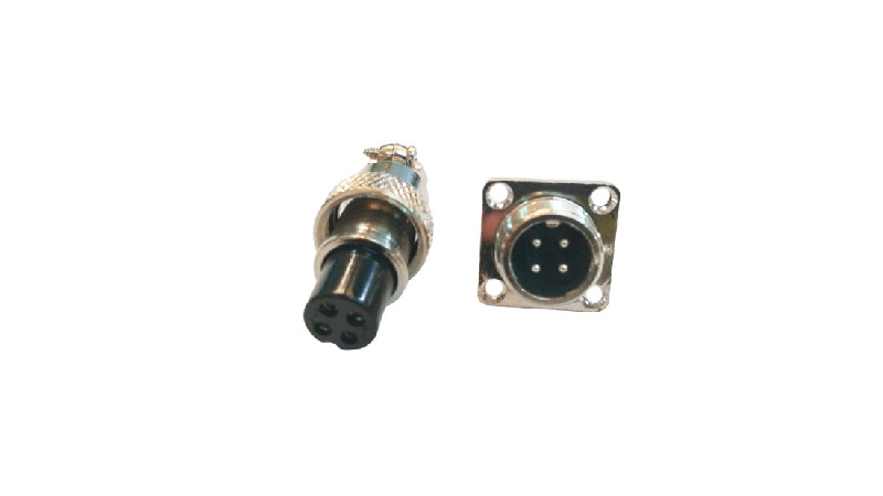 Авиационный разъём GX12, 4PIN, d=12mm (папа с квадратным фланцем)