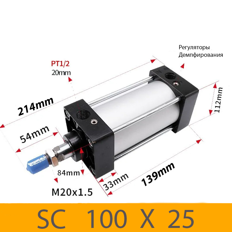 Пневмоцилиндр SC 100X25, D=100, ход 25, G1/2