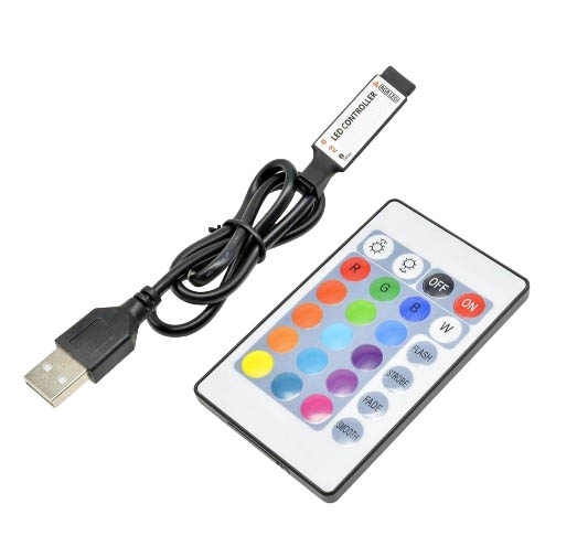 USB ИК контроллер для 5 вольтовых RGB лент + пульт 24 кнопки