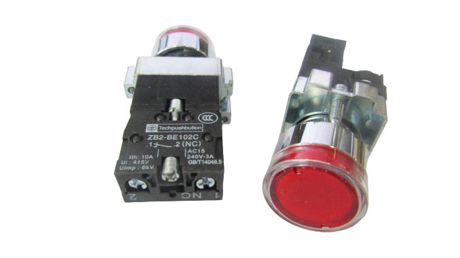 Кнопка без фиксации XB2-BW3462 X1, 220V, с красной подсветкой