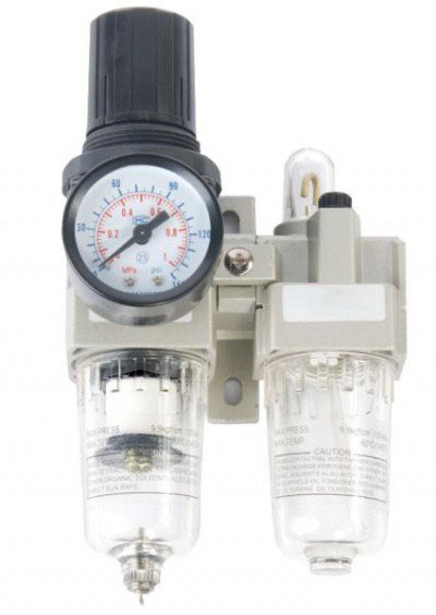 Блок подготовки воздуха мини AC2010-02 (фильтр - регулятор, лубрикатор масла) 1/4" (0-10Bar)