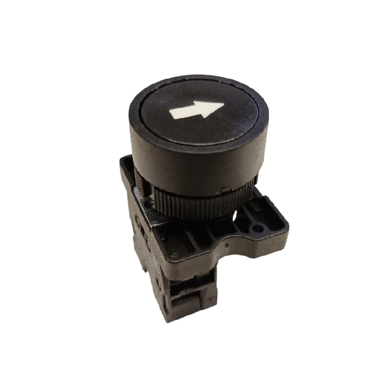 Кнопка без фиксации XB2-BA3351, 220V, черная со стрелкой (NO) (Пластиковая рамка)