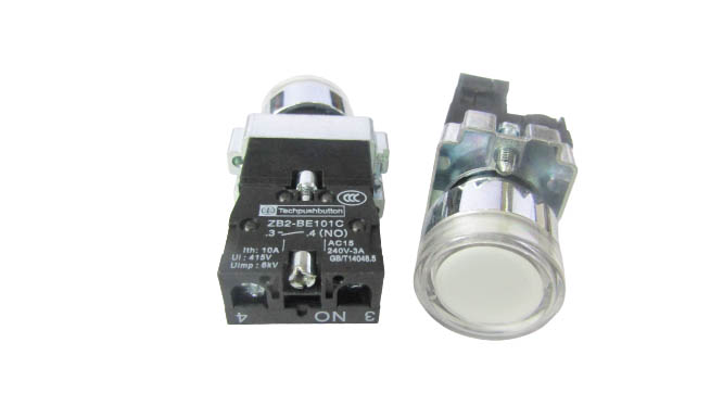 Кнопка без фиксации XB2-BW3161 X1, 220V, с белой подсветкой