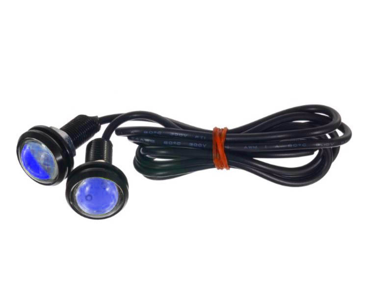 Лампа-болт светодиодная синяя 1,5 W 12 Вольт (черный корпус)
