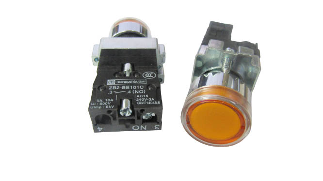Кнопка без фиксации XB2-BW3561 X1, 220V, с желтой подсветкой