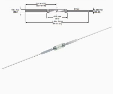 Геркон замыкающий 0.25А/140В (1.8*5 mm)