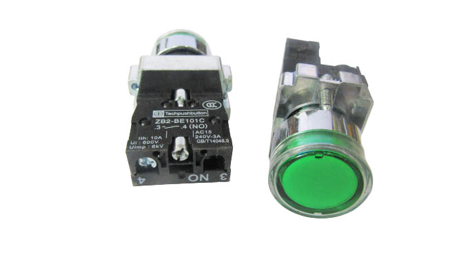 Кнопка без фиксации XB2-BW3361 X1, 220V, с зеленой подсветкой