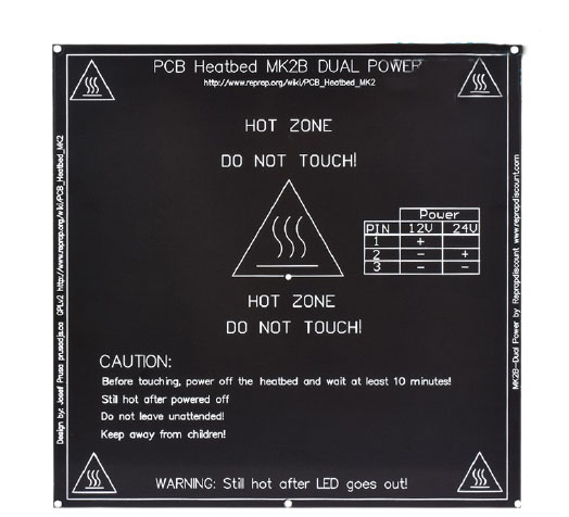 Нагревательный стол MK2b 12V/24V, для 3d принтера, 214mm x 214mm