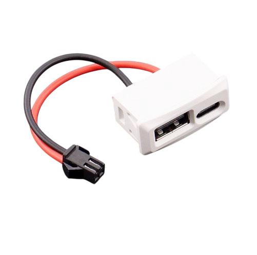 Кабель-переходник мама SM2.54 2pin - мама Type-C + мама USB-A 7 см (белый)