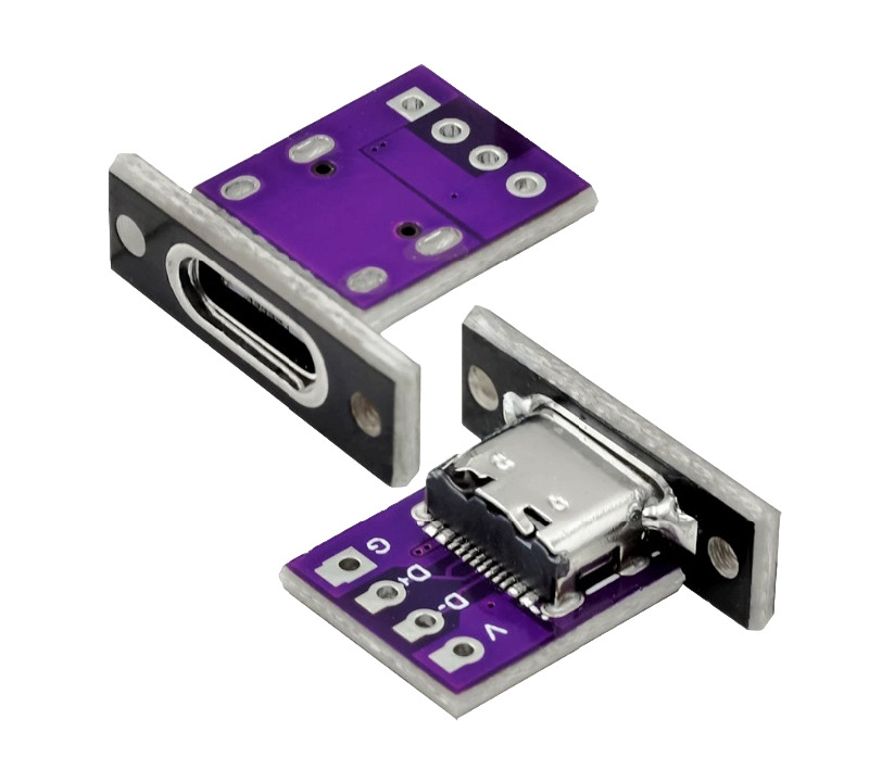 Гнездо Type-C 4 pin на плате на корпус (черная панель)