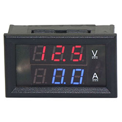 Ампервольтметр DC 0-100V 100A, 48х29мм (синий A, красный V) с шунтом
