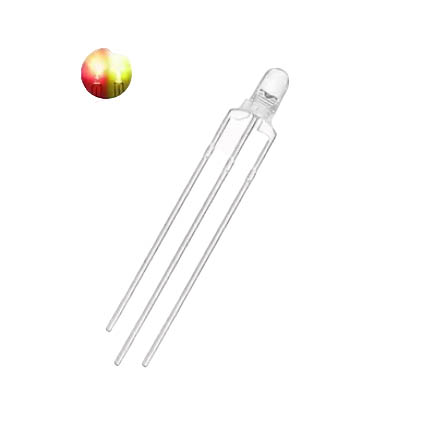 Светодиод 3 мм красно-желтый прозрачный с общим анодом