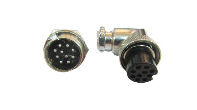 Авиационный разъём угловой GX16, 10PIN, d=16mm