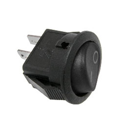 Круглый выключатель KCD1-2, черный, отверстие 15 мм.