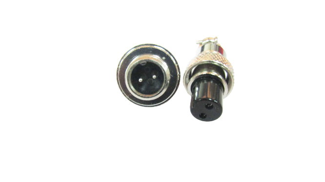 Авиационный разъём GX12, 2PIN, d=12mm (папа с фланцем)