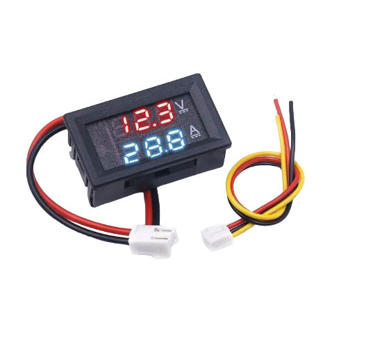 Ампервольтметр DC 0-100V 5A, 48х29мм (синий A, красный V)