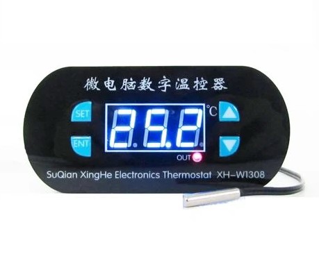Цифровой терморегулятор XH-W1308 синий дисплей, с датчиком, 220V