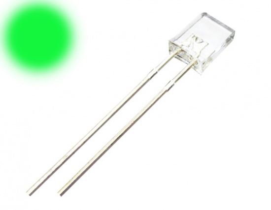 Светодиод прямоугольный, зеленый,прозрачный 4х3х1.8 мм