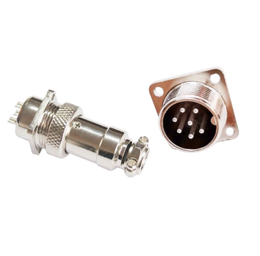 Авиационный разъём GX16, 7PIN, d=16mm (папа с квадратным фланцем)