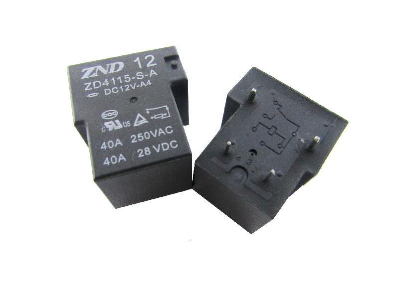 Электромагнитное реле ZND ZD4115-S-A 12V-A4, 40A, 250VAC, 28VDC